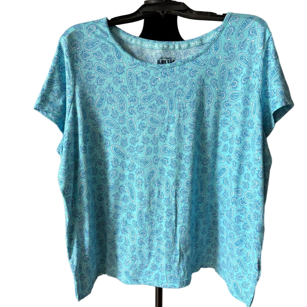 Muk Luks Blue Relaxed Boxy Short Sleeve Tee